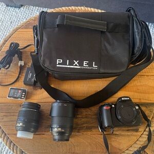 Nikon DSLR Camera D60 body plus 2 lenses, 2 batteries, charger and bag